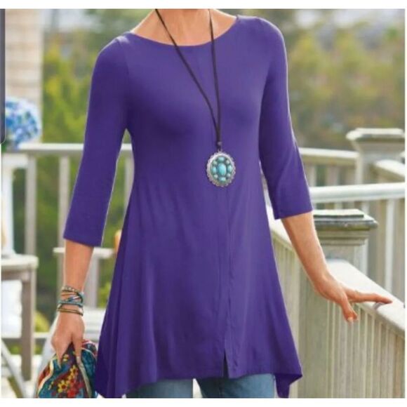 Soft  Surroundings timely boatneck purple tunic size Medium - Picture 1 of 4